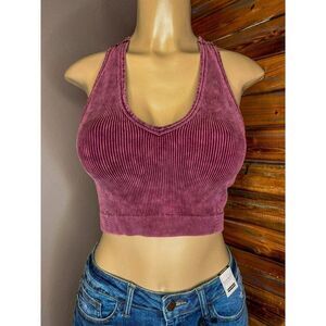 Zenana Not Your Basic Racerback Cropped Tank Top in Eggplant NTW-6128X